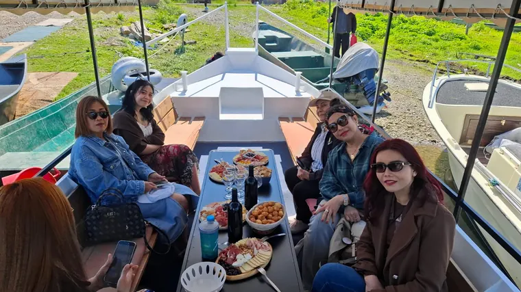 A group photo on the boat